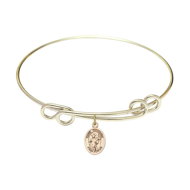 Kevin Charm On A 8 1/2 Inch Round Double Loop Bangle Bracelet St Kevin Charm On A 8 1/2 Inch Round Double Loop Bangle Bracelet St